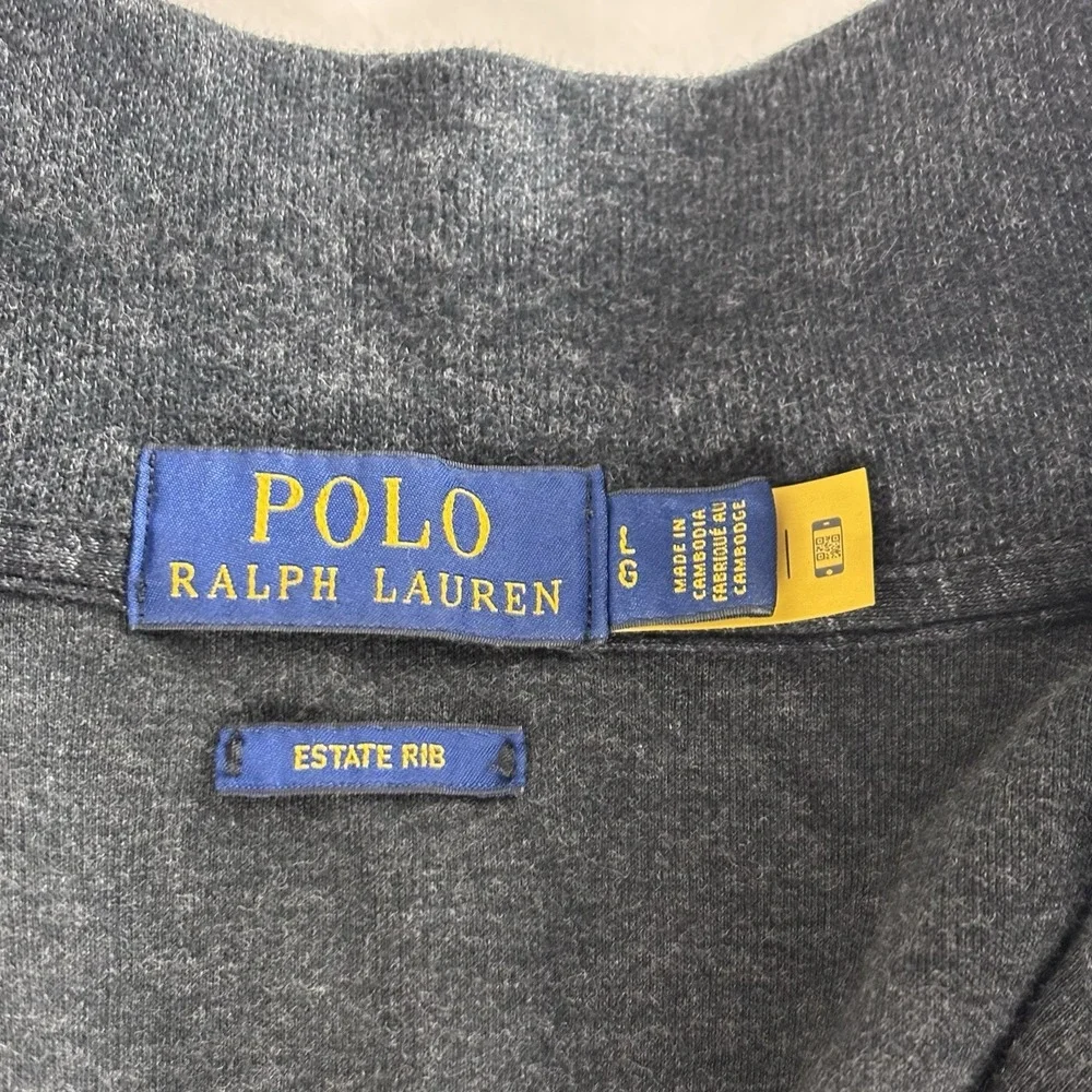 Polo Ralph Lauren Estate Rib Sweater Mens Large Navy Blue Tight Knit Quarter Zip
